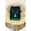 Malakit Doğal Taşı Zincirli El Yapımı Kolye Uç: 1,5 cm Zincir: 20 cm Kutulu