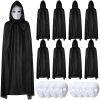 Mey İthalat® 120 cm Siyah Kapüşonlu Pelerin ve Boyanabilir Karton Maske 8’li Set