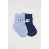 Mey İthalat®   2Li Bear Penye Soket Çorap 10116 Mavi