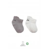 Mey İthalat®   2Li Sneakers Smile Penye Çorap 20106 Gri Ekru