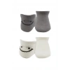 Mey İthalat®   2Li Sneakers Smile Penye Çorap 20106 Gri Ekru