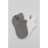 Mey İthalat®   2Li Sneakers Smile Penye Çorap 20106 Gri Ekru