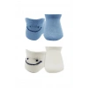 Mey İthalat®   2Li Sneakers Smile Penye Çorap 20106 Mavi Ekru