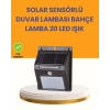 Mey İthalat® 20 LED Güneş Enerjili Hareket Sensörlü Dış Mekan Duvar Lambası
