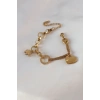Mey İthalat® 316L Çelik Gold Renk 2li Zincir Model Zirkon Taş Detay Kadın Bileklik