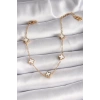 Mey İthalat® 316L Çelik Gold Renk Beyaz Baby Boy Yonca Model Kadın Bileklik