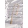 Mey İthalat® 316L Çelik Gold Renk Beyaz Mineli Karışık Figürlü Tarot Kolye