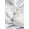 Mey İthalat® 316L Çelik Gold Renk Buz Mavisi Baby Boy Yonca Kadın Bileklik