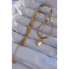 Mey İthalat® 316L Çelik Gold Renk Çift Zincir Kilit Model Kolye