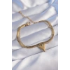 Mey İthalat® 316L Çelik Gold Renk İtalyan Zincirli Kalp Model Bileklik