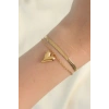 Mey İthalat® 316L Çelik Gold Renk İtalyan Zincirli Kalp Model Bileklik