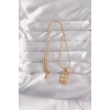 Mey İthalat® 316L Çelik Gold Renk Karışık Mineli Ay Figür Tarot Kolye