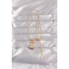 Mey İthalat® 316L Çelik Gold Renk Karışık Mineli Ay Figür Tarot Kolye