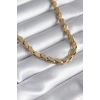 Mey İthalat® 316L Çelik Gold Renk Lazer Kesim Arpa Zincir Model Kadın Kolye