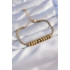 Mey İthalat® 316L Çelik Gold Renk Oval Figürlü Bileklik