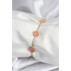 Mey İthalat® 316L Çelik Gold Renk Pembe Baby Boy Yonca Kadın Bileklik