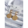 Mey İthalat® 316L Çelik Gold Renk Pentagram İşleme Model Kadın Küpe