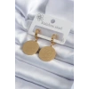 Mey İthalat® 316L Çelik Gold Renk Pentagram Yıldızı İşleme Model Kadın Küpe