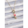 Mey İthalat® 316L Çelik Gold Renk Renkli Kalp Figür Charm Model Kadın Kolye
