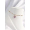 Mey İthalat® 316L Çelik Gold Renk Renkli Zirkon Taşlı Kalp Halhal
