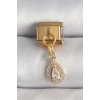 Mey İthalat® 316L Çelik Gold Renk Sallantı Damla Zirkon Taşlı Nomination Charm