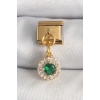 Mey İthalat® 316L Çelik Gold Renk Sallantı Yeşil Zirkon Taşlı Nomination Charm
