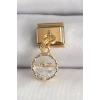 Mey İthalat® 316L Çelik Gold Renk Sallantı Zirkon Taşlı Balina Model Nomination Charm