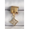 Mey İthalat® 316L Çelik Gold Renk Sallantı Zirkon Taşlı Çiçek İşlemeli Nomination Charm