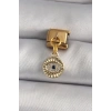 Mey İthalat® 316L Çelik Gold Renk Sallantı Zirkon Taşlı Göz Model Nomination Charm