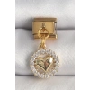 Mey İthalat® 316L Çelik Gold Renk Sallantı Zirkon Taşlı Kalp Model Nomination Charm
