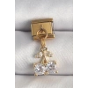 Mey İthalat® 316L Çelik Gold Renk Sallantı Zirkon Taşlı Kiraz Model Nomination Charm