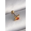 Mey İthalat® 316L Çelik Gold Renk Turuncu Zirkon Taşlı Tragus Piercing