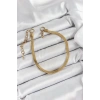 Mey İthalat® 316L Çelik Gold Renk Yassı Zincir Model Kadın Bileklik