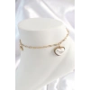 Mey İthalat® 316L Çelik Gold Renk Zincir Model 3D İnci Kalp Model Kadın HalHal
