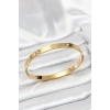 Mey İthalat® 316L Çelik Gold Renk Zirkon Taşlı 65 mm Kadın Kelepçe Bileklik