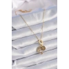 Mey İthalat® 316L Çelik Gold Renk Zirkon Taşlı Ay Yıldız  Model Charm Model Kadın Kolye