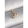 Mey İthalat® 316L Çelik Gold Renk Zirkon Taşlı Çiçek Model Tragus Piercing