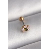 Mey İthalat® 316L Çelik Gold Renk Zirkon Taşlı Çiçek Tragus Piercing