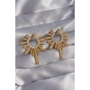 Mey İthalat® 316L Çelik Gold Renk Zirkon Taşlı Güneş Figürlü Küpe