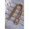 Mey İthalat® 316L Çelik Gold Renk Zirkon Taşlı Kalp Model Zincir Kolye