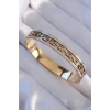 Mey İthalat® 316L Çelik Gold Renk Zirkon Taşlı Model Kelepçe