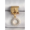 Mey İthalat® 316L Çelik Gold Renk Zirkon Taşlı Sallantı Güneş Model Nomination Charm