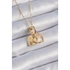 Mey İthalat® 316L Çelik Gold Renk Zirkon Taşlı Sonsuzluk Kalp Figür Charm Model Kadın Kolye