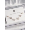 Mey İthalat® 316L Çelik Gold Renk Zirkon Taşlı Yıldız Model Kadın Küpe Seti