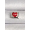 Mey İthalat® 316L Çelik Gümüş Renk Best Man Yazılı Kırmızı Kalp İşlemeli Nomination Charm