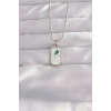 Mey İthalat® 316L Çelik Gümüş Renk Beyaz Mineli Tarot Kolye