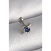 Mey İthalat® 316L Çelik Gümüş Renk Mavi Zirkon Taşlı Tragus Piercing