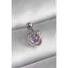 Mey İthalat® 316L Çelik Gümüş Renk Mor Mineli Kalp Zirkon Taş Detay Tragus Piercing