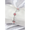 Mey İthalat® 316L Çelik Gümüş Renk Pembe Baby Boy Yonca Kadın Bileklik