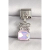 Mey İthalat® 316L Çelik Gümüş Renk Pembe Zirkon Taşlı Çanta Model Nomination Charm